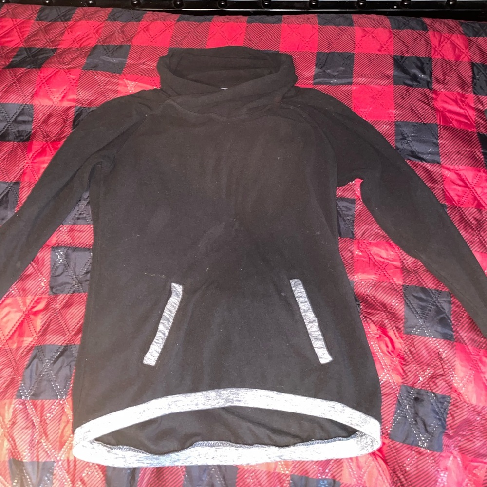 Black Fleece Cowl Neck Sweatshirt w Thumb Holes